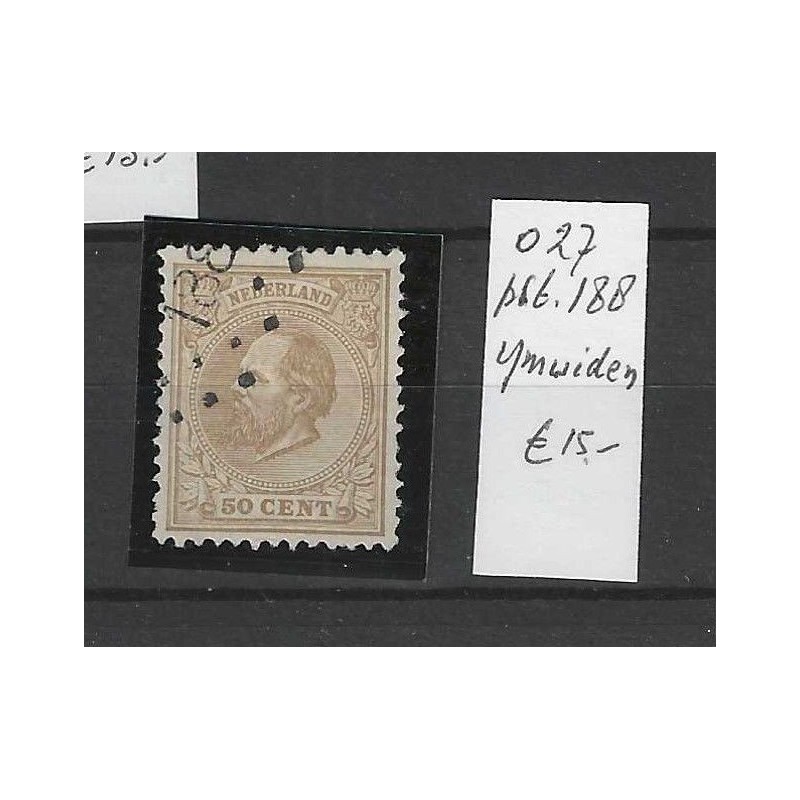 Netherlands 27  with numeral dot cancel 188 VFU/used  CV 29 €