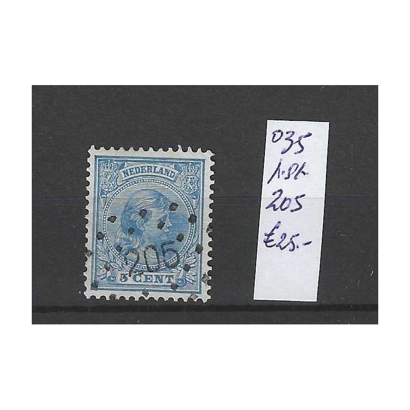 Netherlands 35 with numeral dot cancel 205 VFU/used CV 25 €