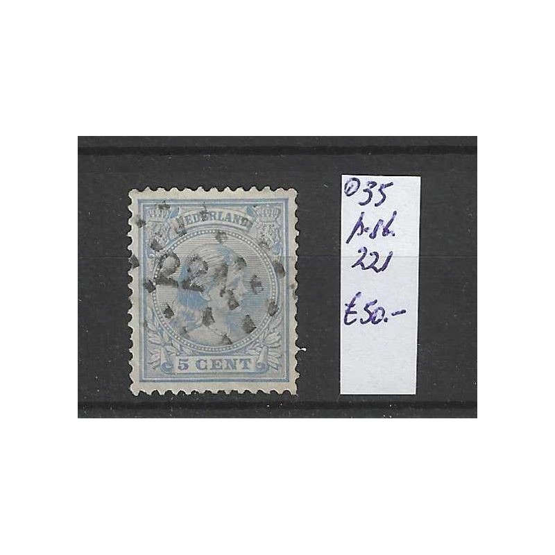 Netherlands 35 with numeral dot cancel 221  VFU/used CV 50 €