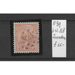 Netherlands 39 with numeral dot cancel  128 VFU/used CV 25 €
