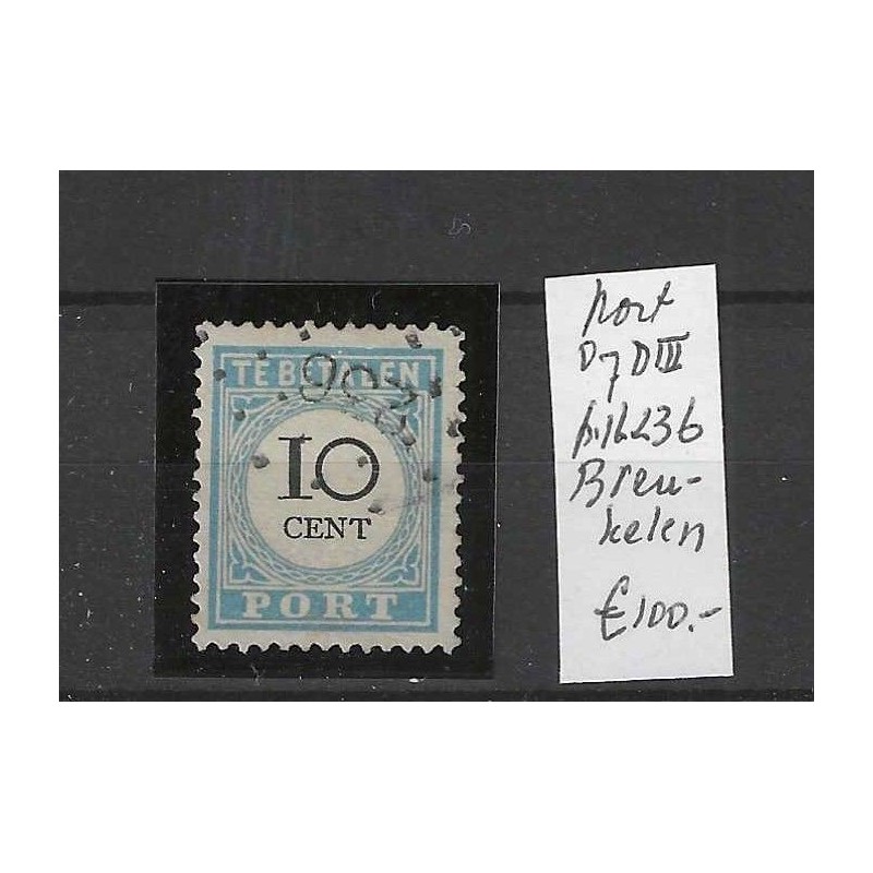 Netherlands P7D-III postage due with numeral dot cancel  236 VFU/used CV 105 €