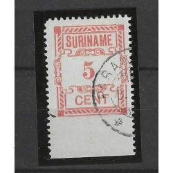 Suriname 67v  Provisional stamp onderzijde ongeperforeerd VFU/used  CV 250 €