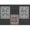 Suriname 34-36 Provisional issue blocks of 4 VFU/used  CV 180 €