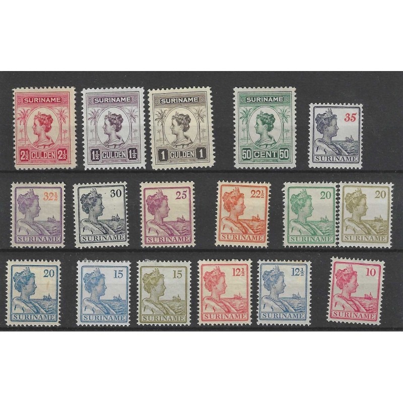 Suriname 87-103 Wilhelmina MH/unused  CV 147 €
