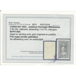 Curaçao 80A  Jubilee 1923 MNH CV 250 € certificate